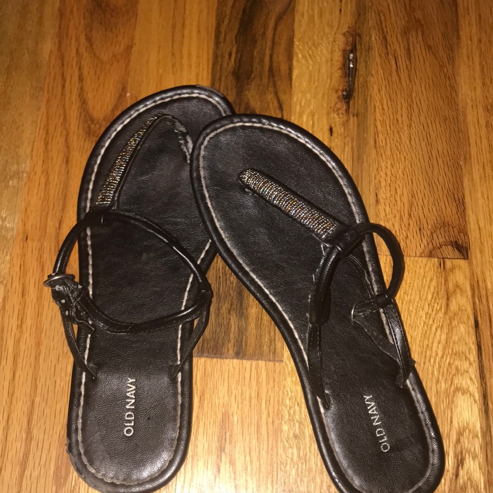 Black and gold sandals
